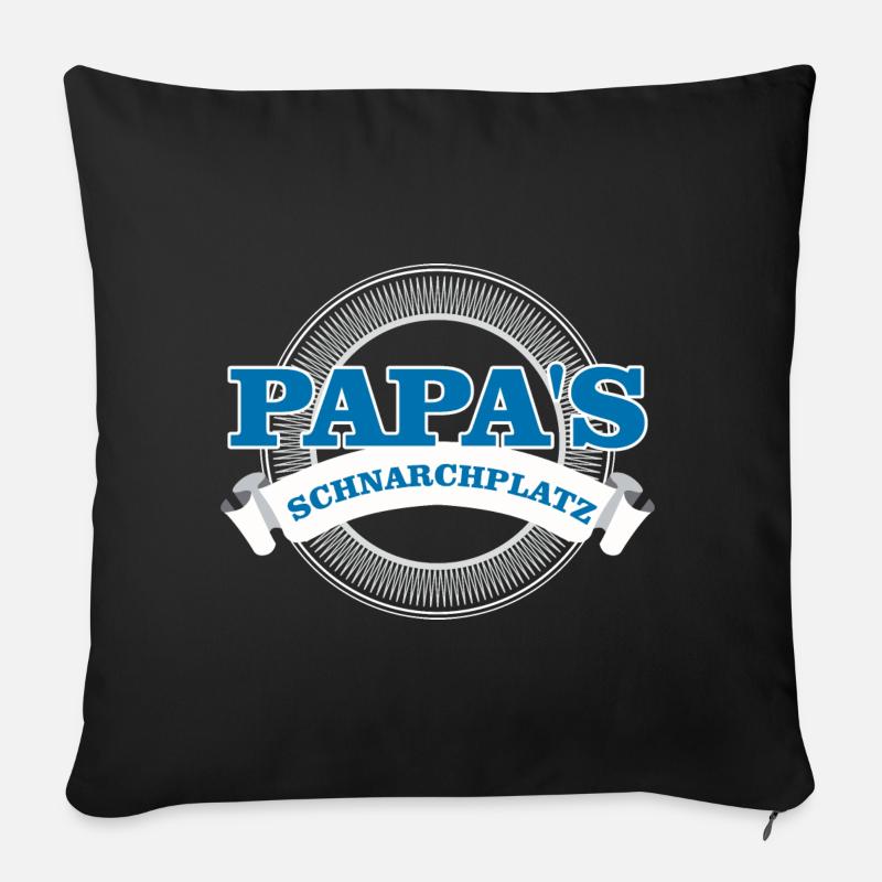 Papas Schnarchplatz - Kopfkissen für Papa - Sofakissenbezug 45 x 45 cm - Schwarz