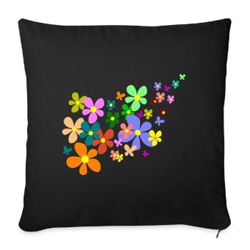 spring flowers - Sofa pillowcase 17,3'' x 17,3'' (45 x 45 cm) - black - Front