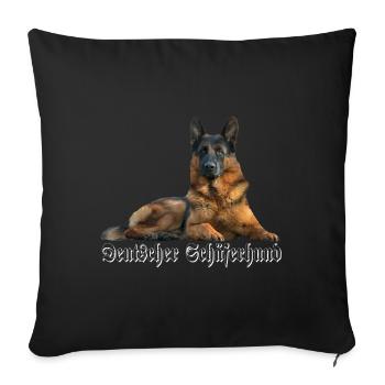 Berger allemand, berger allemand, tête de chien, chiens - Housse de coussin décorative 45 x 45 cm - noir - Devant