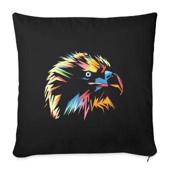 Falke in Bunt - Sofakissenbezug 45 x 45 cm - Schwarz - Vorne