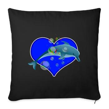 Cadeau de chemise de mer dauphin mammifère dauphin dauphin - Housse de coussin décorative 45 x 45 cm - noir - Devant