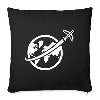 Airplane with globe - Sofa pillowcase 17,3'' x 17,3'' (45 x 45 cm) - black - Front
