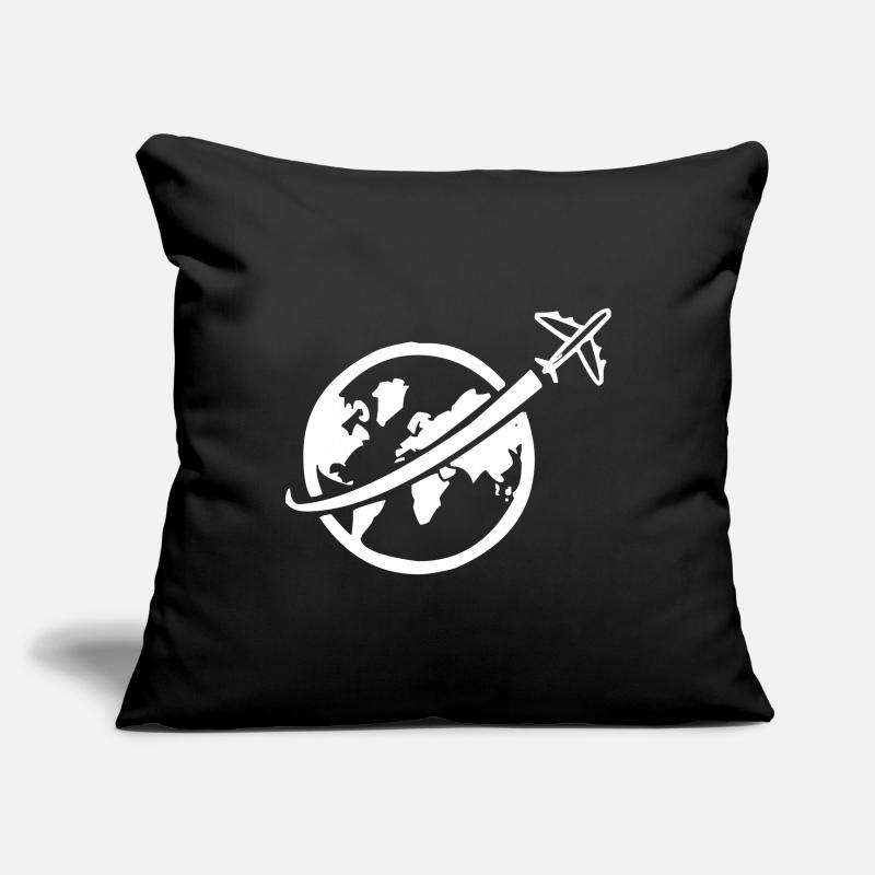 Avion avec globe-globe Housse de coussin décorative 45 x 45 cm