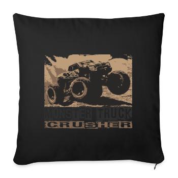 Monster truck, moteur, voiture, vitesse - Housse de coussin décorative 45 x 45 cm - noir - Devant