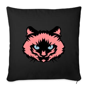 chat tete animal domestique 610 - Housse de coussin décorative 45 x 45 cm - noir - Devant