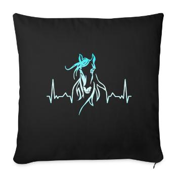 Pferd Herzschlag reiten - Sofakissenbezug 45 x 45 cm - Schwarz - Vorne