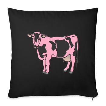 Cow Beef Dairy cow pink farm - Sofa pillowcase 17,3'' x 17,3'' (45 x 45 cm) - black - Front