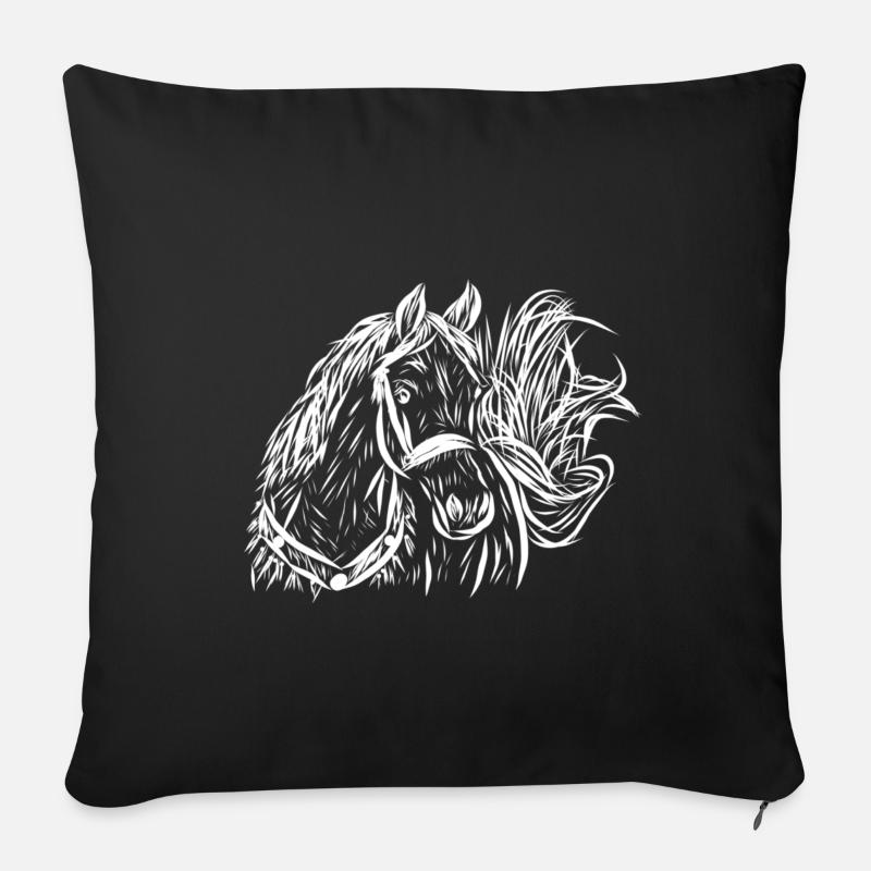 cheval - Housse de coussin décorative 45 x 45 cm - noir