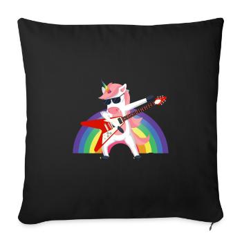 Rocker unicorn - Sofa pillowcase 17,3'' x 17,3'' (45 x 45 cm) - black - Front