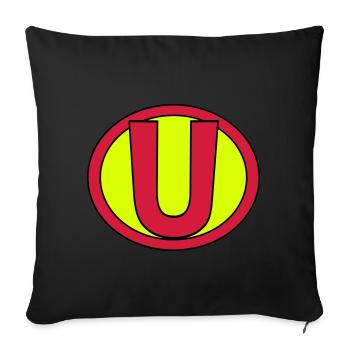 Super, Superheld, Superheldin, Hero, U - Sofa pillowcase 17,3'' x 17,3'' (45 x 45 cm) - black - Front