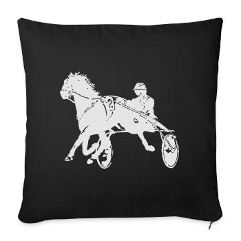 Courses de chevaux de trot - Housse de coussin décorative 45 x 45 cm - noir - Devant