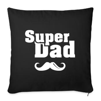 Super papa barbe papa cool logo icône disant - Housse de coussin décorative 45 x 45 cm - noir - Devant