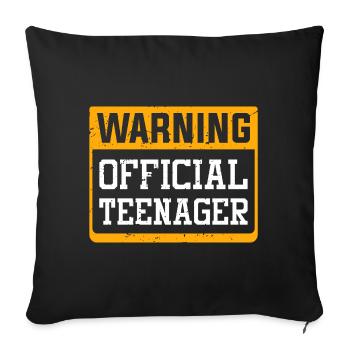 Avertissement officiel adolescent - Housse de coussin décorative 45 x 45 cm - noir - Devant