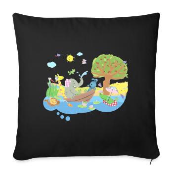 KiKANiNCHEN Und Elefant Auf Dem See - Sofakissenbezug 45 x 45 cm - Schwarz - Vorne