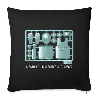 Kit pétanque et apéro - Housse de coussin décorative 45 x 45 cm - noir - Devant