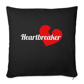 Brise-coeur avec lettrage blanc et coeur rouge - Housse de coussin décorative 45 x 45 cm - noir - Devant