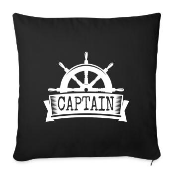 Capitaine capitaine bateau voilier - Housse de coussin décorative 45 x 45 cm - noir - Devant