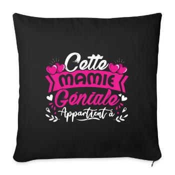 Geschenk Oma Muttertag anpassbar - Sofakissenbezug 45 x 45 cm - Schwarz - Vorne
