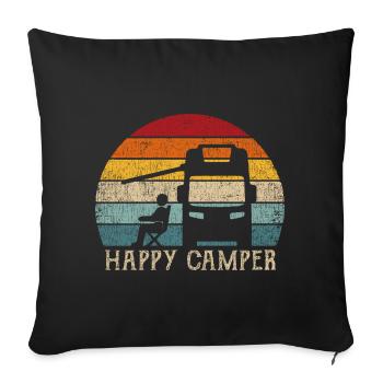 Voyage en caravane en camping caravane en camping-car - Housse de coussin décorative 45 x 45 cm - noir - Devant