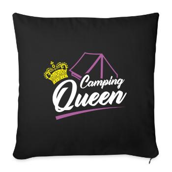 Camping queen saying with crown tent - Sofa pillowcase 17,3'' x 17,3'' (45 x 45 cm) - black - Front