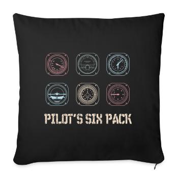 Pilote avion volant six pack avion aviation - Housse de coussin décorative 45 x 45 cm - noir - Devant