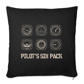 Pilote avion volant six pack avion aviation - Housse de coussin décorative 45 x 45 cm - noir - Devant