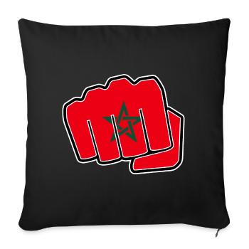 Idée cadeau drapeau maroc drapeau poing - Housse de coussin décorative 45 x 45 cm - noir - Devant