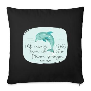 Christliches Design mit Delphin - Sofakissenbezug 45 x 45 cm - Schwarz - Vorne