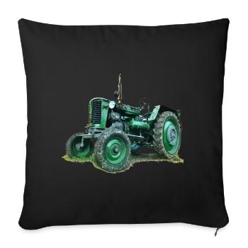 Vintage Green Tractor, Farmer T-Shirts, Clothes - Sofa pillowcase 17,3'' x 17,3'' (45 x 45 cm) - black - Front