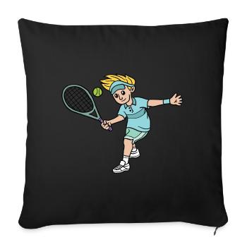 Motif du joueur de tennis pour enfants tennis pour enfants - Housse de coussin décorative 45 x 45 cm - noir - Devant