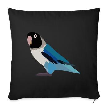 Perroquet noir bleu - Housse de coussin décorative 45 x 45 cm - noir - Devant