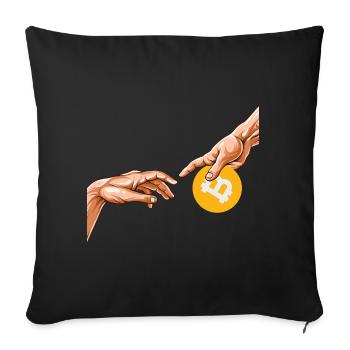 Bitcoin Die Erschaffung Gemälde Crypto Bitcoin BTC - Sofakissenbezug 45 x 45 cm - Schwarz - Vorne