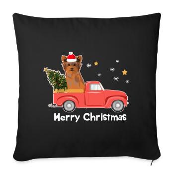 Yorkie Christmas Tree Pickup Truck - Sofa pillowcase 17,3'' x 17,3'' (45 x 45 cm) - black - Front
