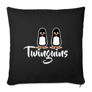 niedliche Pinguine Zwillinge Wortspiel - Sofakissenbezug 45 x 45 cm - Schwarz - Vorne