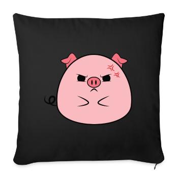 badass cool angry sweet pig pig pig - Sofa pillowcase 17,3'' x 17,3'' (45 x 45 cm) - black - Front