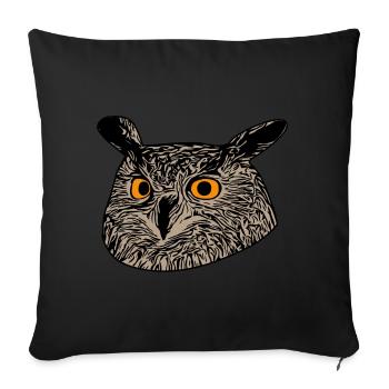Owl Animal Face Owl Animal Motif Bird Bird Motif - Sofa pillowcase 17,3'' x 17,3'' (45 x 45 cm) - black - Front
