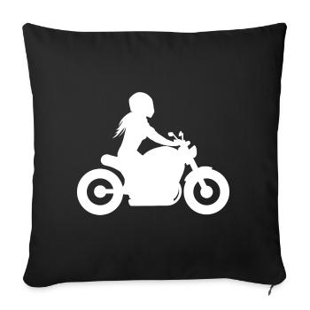 Motocycliste Chopper Femme Moto Custombike - Housse de coussin décorative 45 x 45 cm - noir - Devant