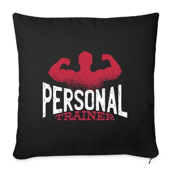personal trainer fitness trainer strength training gym - Sofa pillowcase 17,3'' x 17,3'' (45 x 45 cm) - black - Front