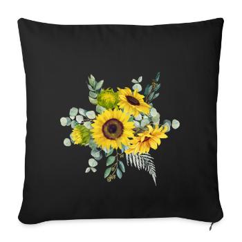 Watercolor Sunflower Bouquet with Yellow Flower - Sofa pillowcase 17,3'' x 17,3'' (45 x 45 cm) - black - Front