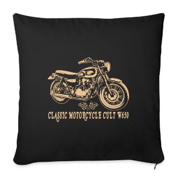 Caferacer Kawa W650 Classic Motorcycle - Sofa pillowcase 17,3'' x 17,3'' (45 x 45 cm) - black - Front