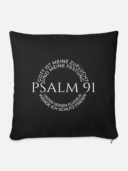 Jesus Christus Bibelvers Psalm 91 Christliches Tee - Sofakissenbezug 45 x 45 cm - Schwarz