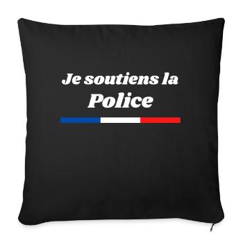 Je soutiens la Police cadeau métier de la paix - Housse de coussin décorative 45 x 45 cm - noir - Devant