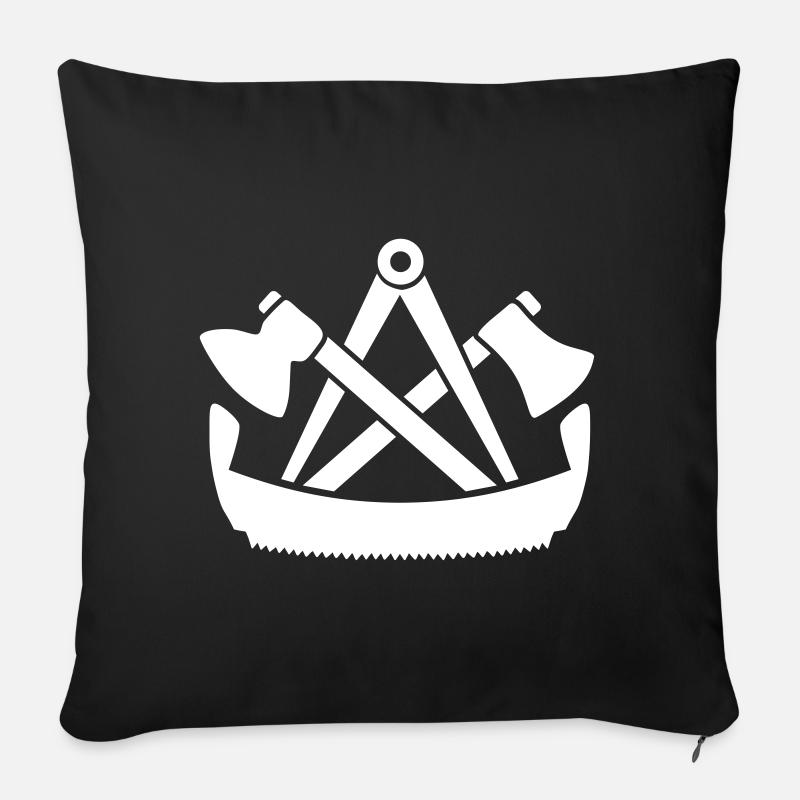 Zunftzeichen Zimmerer Zimmermannszeichen Geschenk - Sofakissenbezug 45 x 45 cm - Schwarz