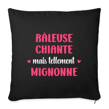 Râleuse chiante mais mignonne - Housse de coussin décorative 45 x 45 cm - noir - Devant