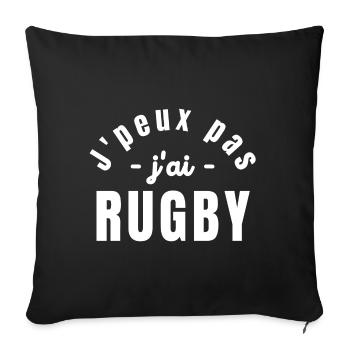 rugby, rugby sport, rugby humour - Housse de coussin décorative 45 x 45 cm - noir - Devant