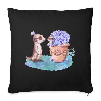 Meerkats - Sofa pillowcase 17,3'' x 17,3'' (45 x 45 cm) - black - Front
