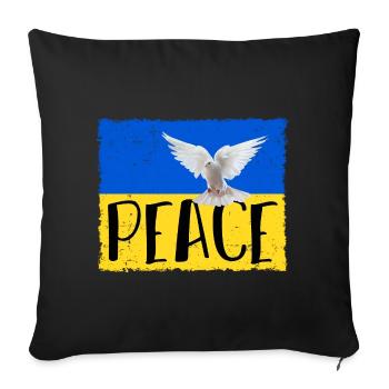 Ukraine Flag Coat of Arms Peace Peace. Against war! - Sofa pillowcase 17,3'' x 17,3'' (45 x 45 cm) - black - Front