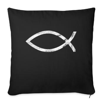 jesus fish white - Sofa pillowcase 17,3'' x 17,3'' (45 x 45 cm) - black - Front
