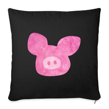 Pig Head Fur Good Luck Pink Farm Organic Nature - Sofa pillowcase 17,3'' x 17,3'' (45 x 45 cm) - black - Front