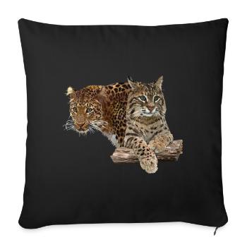 Léopard et lynx - Housse de coussin décorative 45 x 45 cm - noir - Devant